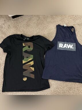 Men’s G Star Black Graphic Tee and Navy Tank